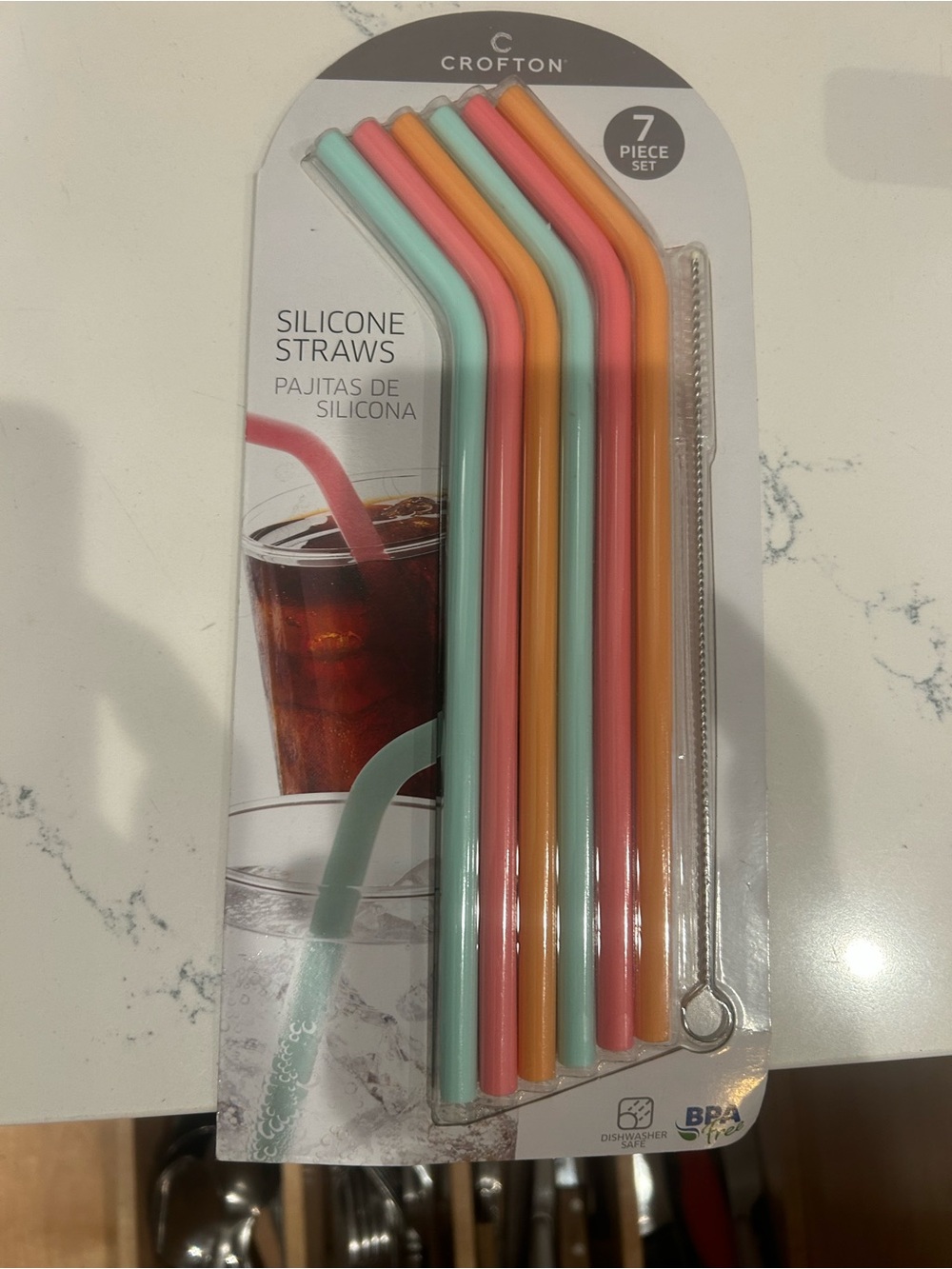 Crofton Silicone Reusable Straws - Mint, Coral, Peach, Yellow